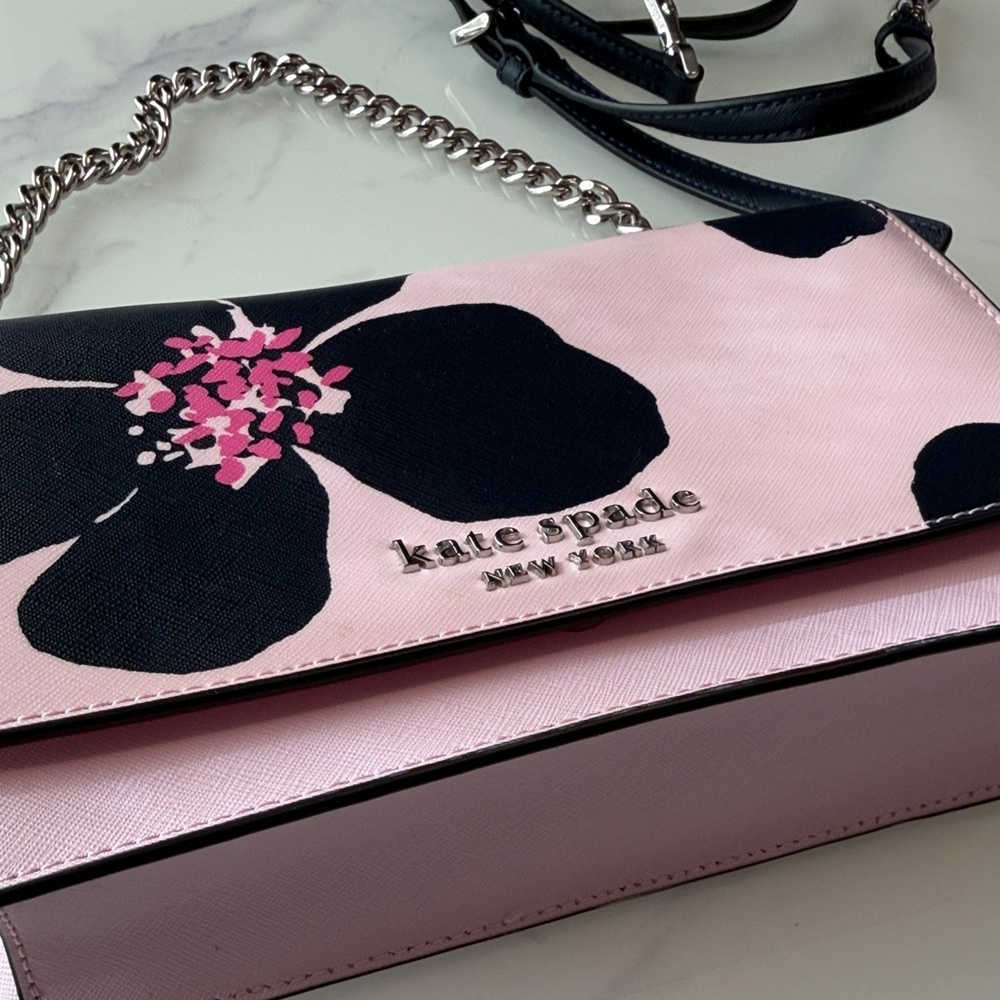 Kate Spade Pink and Black Floral Crossbody - Picture 2 of 5